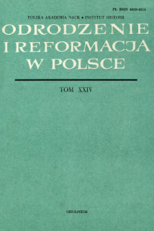 Odrodzenie i Reformacja w Polsce T. 24 (1979), Strony tytułowe, Spis treści