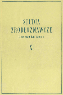 Studia Źródłoznawcze = Commentationes T. 11 (1965), Zapiski krytyczne i sprawozdania