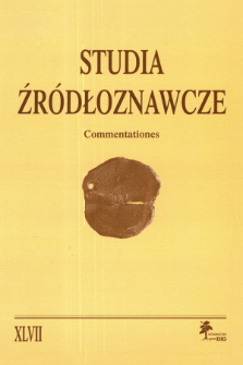 Studia Źródłoznawcze = Commentationes T. 47 (2009), Komunikat