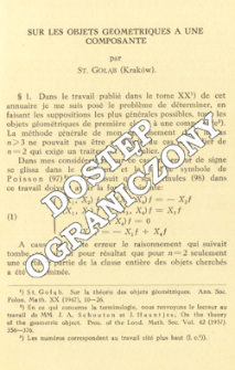 Sur les objects g&eacute;om&eacute;triques &agrave; une composante