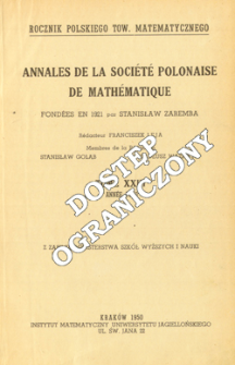 Annales de la Société Polonaise de Mathématique T. 23 (1950), Table of contents and extras