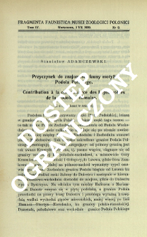 Przyczynek do znajomości fauny motyli Podola Polskiego = Contribution &agrave; la connaissance des L&eacute;pidopt&egrave;res de la Podolie Polonaise