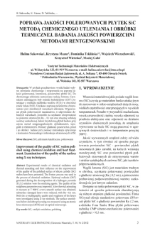 Poprawa jakości polerowanych płytek SiC metodą chemicznego utleniania i obr&oacute;bki termicznej. Badania jakości powierzchni metodami rentgenowskimi = Improvement of the quality of SiC wafers polished using chemical oxidation and heat treatment. Examination of the quality of the surface using X-ray technoques