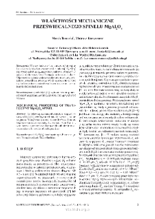 Właściwości mechaniczne przeświecalnego spinelu MgAl2O4 = Mechanical properties of translucent MgAl2O4 spinel
