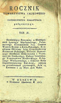Rocznik Towarzystwa Naukowego z Uniwersytetem Krakowskim Połączonego, 1817, Vol. 2