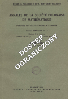 Annales de la Société Polonaise de Mathématique T. 24 (1951), Fascicule II, Spis treści i dodatki