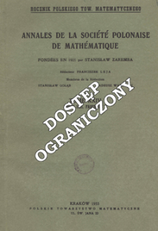 Annales de la Soci&eacute;t&eacute; Polonaise de Math&eacute;matique T. 24 (1951), Fascicule II, Table of contents and extras