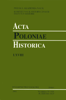 Acta Poloniae Historica. T. 68 (1993), Vie scientifique
