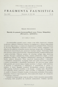 Materiały do poznania kserotermofilnych mszyc Wyżyny Małopolskiej (Homoptera, Aphidoidea)