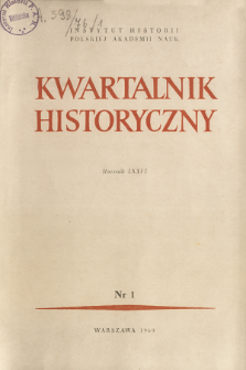 Kwartalnik Historyczny R. 76 nr 1 (1969), Title pages, Contents