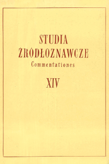 Studia Źródłoznawcze = Commentationes T. 14 (1969), Contents for the years 1957-1970
