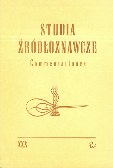 Studia Źródłoznawcze = Commentationes T. 30 (1987), Strony tytułowe, Spis treści