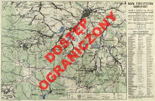 Mapa turystyczna Karkonoszy i okolic Jeleniej G&oacute;ry z uwzględnieniem szlak&oacute;w narciarskich i schronisk