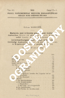 Badania nad kilkoma gatunkami rodzaju Asplanchna Gosse (A. girodi de Guerne, A. brightwellii Gosse, A. priodonta Gosse)