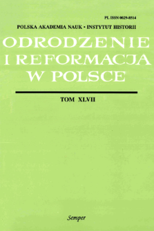 Odrodzenie i Reformacja w Polsce T. 47 (2003), Strony tytułowe, Spis treści