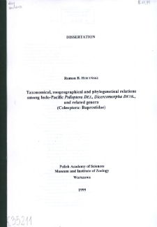 Taxonomical, zoogeographical and phylogenetical relations among Indo - Pacific Psiloptera Dej., Dicercomorpha Deyr., and related genera (Coleoptera: Buprestidae)
