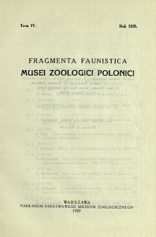 Fragmenta Faunistica Musei Zoologici Polonici ; t. 4 - Spis treści