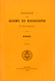 Anzeiger der Akademie der Wissenschaften in Krakau. No 7 Juli (1893)