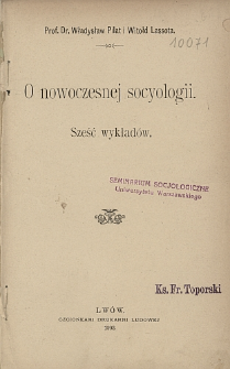 O nowoczesnej socyologii : sześć wykład&oacute;w