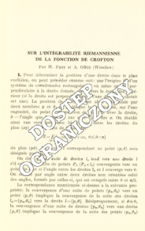 Sur l'int&eacute;grabilit&eacute; Riemannienne de la fonction de Crofton