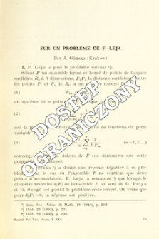 Sur un probl&egrave;me de F. Leja