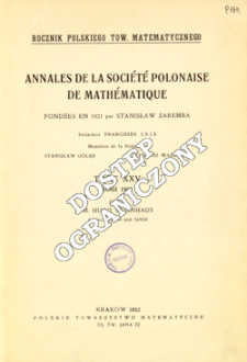 Annales de la Société Polonaise de Mathématique T. 25 (1952), Spis treści i dodatki