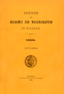 Anzeiger der Akademie der Wissenschaften in Krakau. No 8 October (1898)