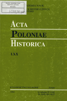 Acta Poloniae Historica. T. 70 (1994), Strony tytułowe, Spis treści