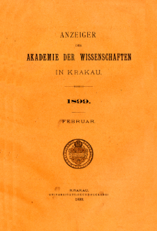 Anzeiger der Akademie der Wissenschaften in Krakau. No 2 Februar (1899)