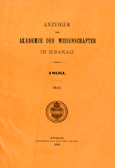 Anzeiger der Akademie der Wissenschaften in Krakau. No 5 Mai (1899)