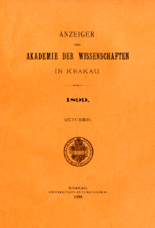 Anzeiger der Akademie der Wissenschaften in Krakau. No 8 October (1899)