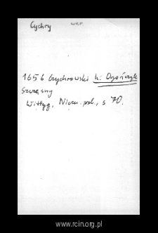Stare Cychry, now part of Tomczyn. Files of Warka district in the Middle Ages. Files of Historico-Geographical Dictionary of Masovia in the Middle Ages