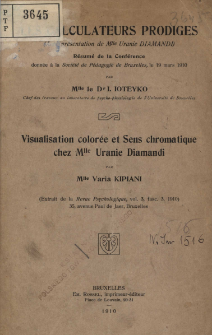 Les calculateurs prodiges : (avec présentation de Uranie Diamandi) : résumé de la Conférence donnée la Société de Pédagogie de Bruxelles, le 19 mars 1910
