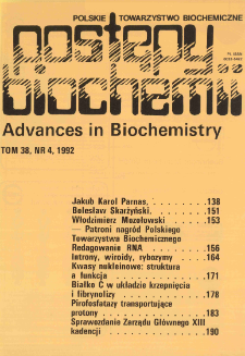 Postępy biochemii, Tom 38, Nr 4