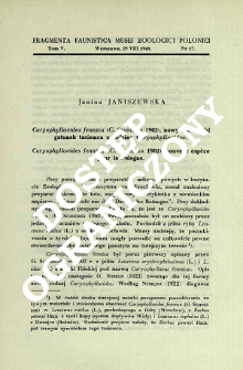 Caryophyllaeides fennica (G. Schneider 1902), nowy dla Polski gatunek tasiemca z rodziny Caryophyllaeidae = Caryophyllaeides fennica (G. Schneider 1902), nouvelle espèce pour la Pologne