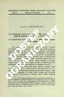 Caryophyllaeides fennica (G. Schneider 1902), nowy dla Polski gatunek tasiemca z rodziny Caryophyllaeidae = Caryophyllaeides fennica (G. Schneider 1902), nouvelle esp&egrave;ce pour la Pologne