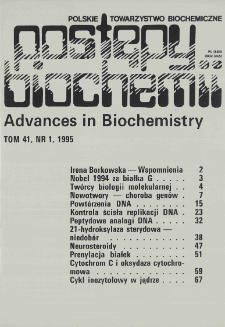 Postępy biochemii, Tom 41, Nr 1