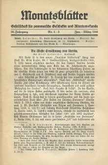 Monatsbl&auml;tter Jhrg. 54, H. 1-3 (1940)