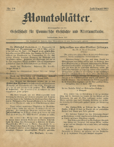 Monatsbl&auml;tter Jhrg. 33, H. 7/8 (1919)