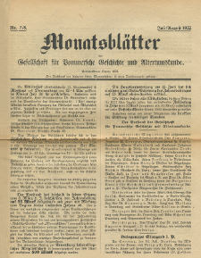 Monatsblätter Jhrg. 36, H. 7/8 (1922)