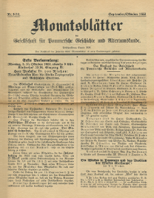 Monatsbl&auml;tter Jhrg. 36, H. 9/10 (1922)