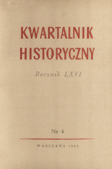 Kwartalnik Historyczny R. 66 nr 4 (1959), Strony tytułowe, Spis treści