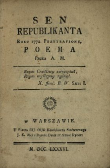 Sen Republikanta Roku 1772. Przytrafiony : Poema