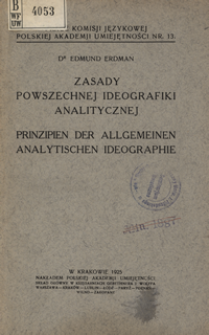 Zasady powszechnej ideografiki analitycznej = Prinzipien der Allgemeine Analytischen Ideographie