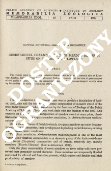 Geobotanical characteristics of meadow research sites on the Mazovian Lowland