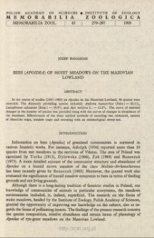 Bees (Apoidea) of moist meadows on the Mazovian Lowland