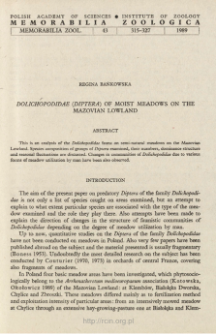 Dolichopodidae (Diptera) of moist meadows on the Mazovian Lowland