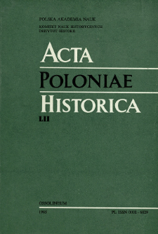 Acta Poloniae Historica. T. 52 (1985), Strony tytułowe, Spis treści