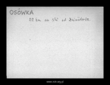 Osówka. Files of Szrensk district in the Middle Ages. Files of Historico-Geographical Dictionary of Masovia in the Middle Ages