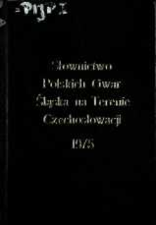 Słownictwo polskich gwar Śląska na terenie Czechosłowacji